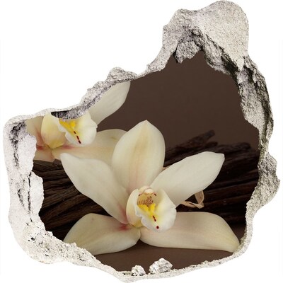 Hole in the wall sticker Orchid flowers in a damaged wall
