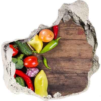 Hole wall sticker Fruit and Vegetables in a Hole in the Wall