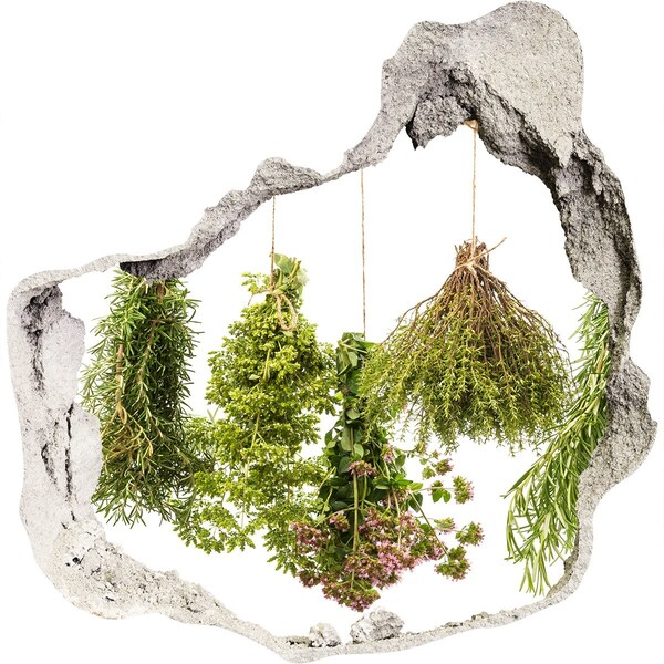 3D wall hole wallpaper Herbs on a string