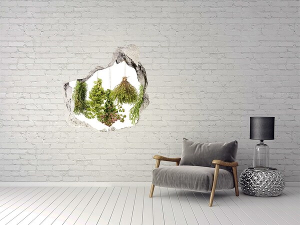 3D wall hole wallpaper Herbs on a string