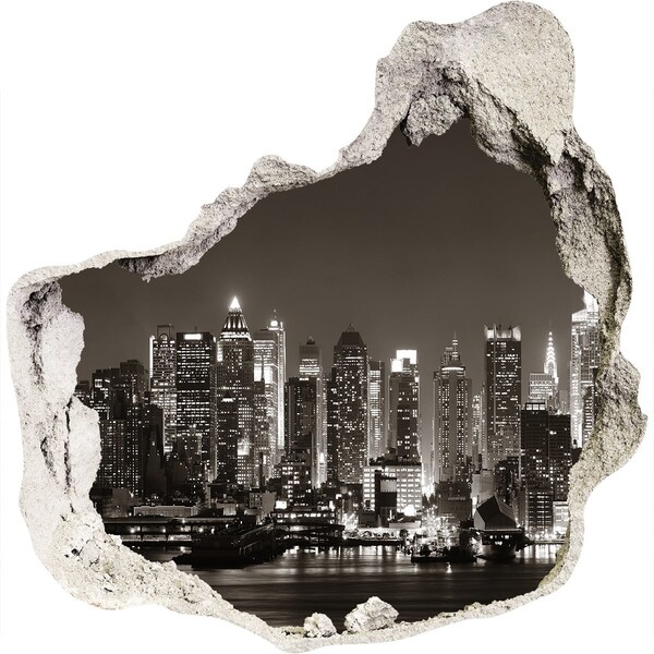 Hole in the wall sticker New York skyline at night