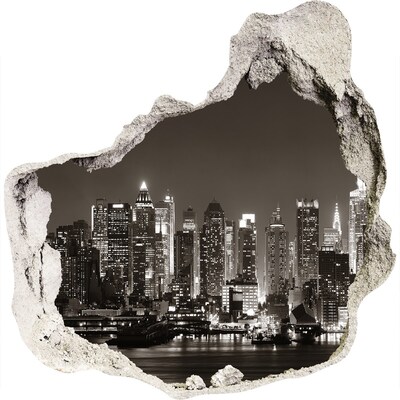 Hole in the wall sticker New York skyline at night