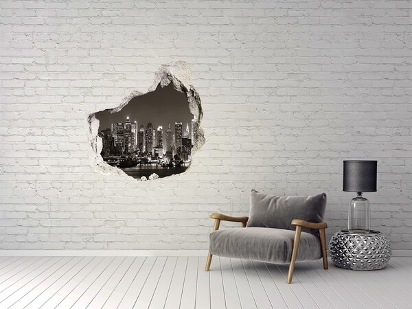 Hole in the wall sticker New York skyline at night