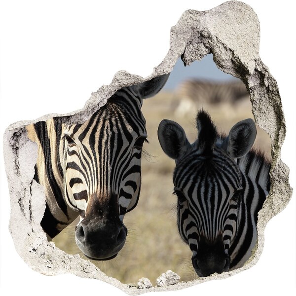 Hole in the wall sticker Zebras in their natural habitat