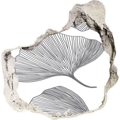 Hole in the wall sticker Leaves in concrete