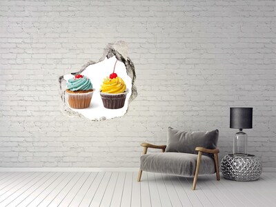 Hole in the wall sticker Delicious cupcakes at a hole in the wall