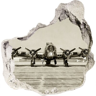 3D wall hole wallpaper Old bomber