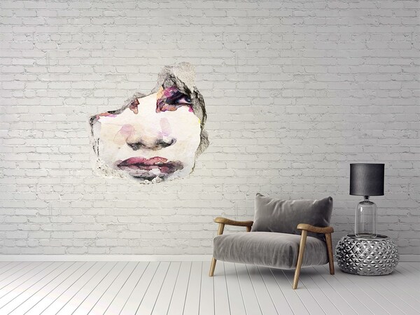 Hole in the wall decal Portrait of a woman