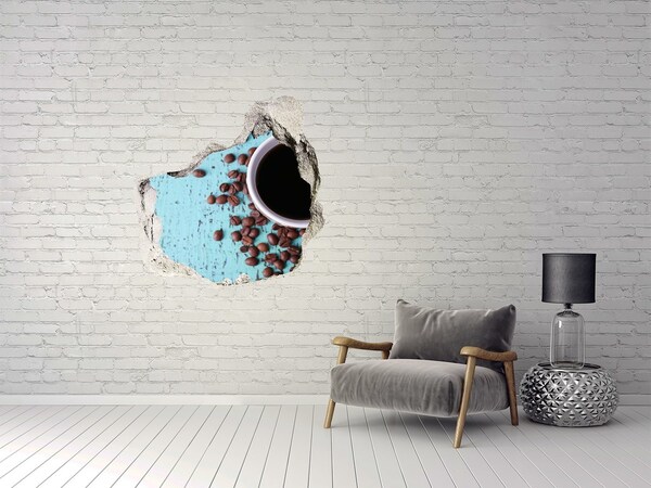 3D wall hole wallpaper A coffee moment of relaxation