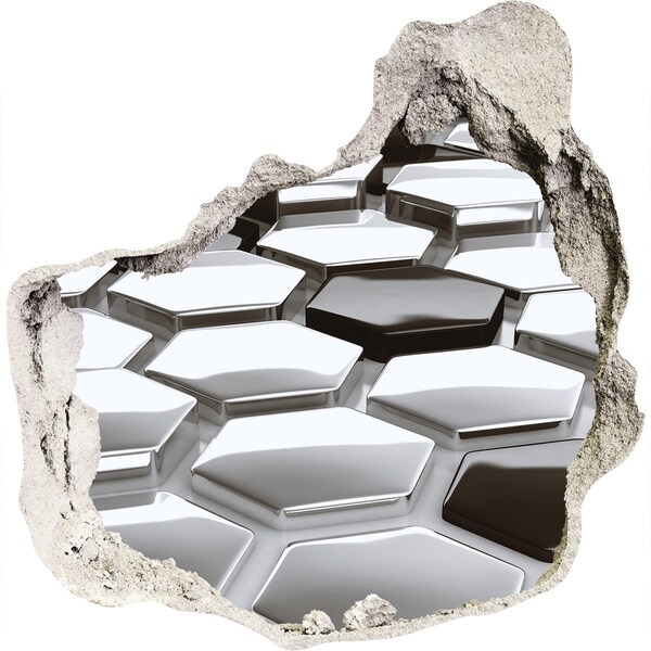 3D wall hole wallpaper Modern hexagons in concrete