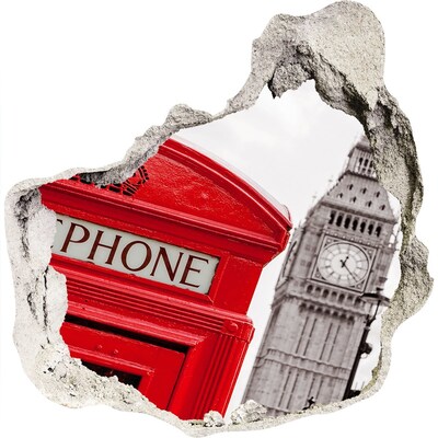 Hole in the wall sticker London scenery with a telephone booth