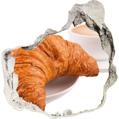 Hole wall sticker Croissants and coffee