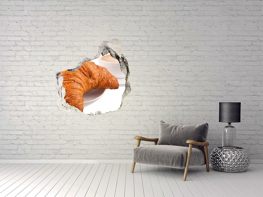 Hole wall sticker Croissants and coffee