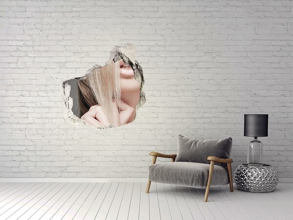 Hole in the wall decal A charming look from behind the wall