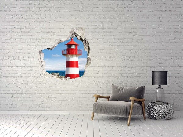 Hole in the wall sticker A lighthouse on the seashore