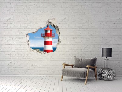 Hole in the wall sticker A lighthouse on the seashore