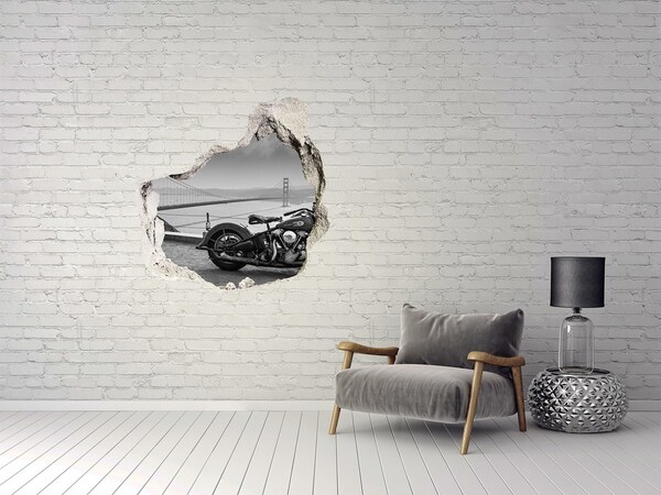 Hole wall sticker Motorbike