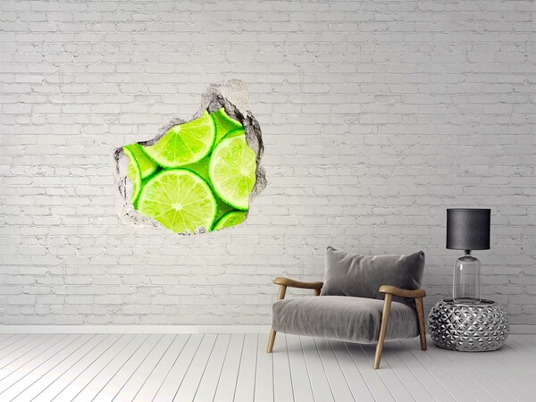 3D wall hole Fresh limes in concrete