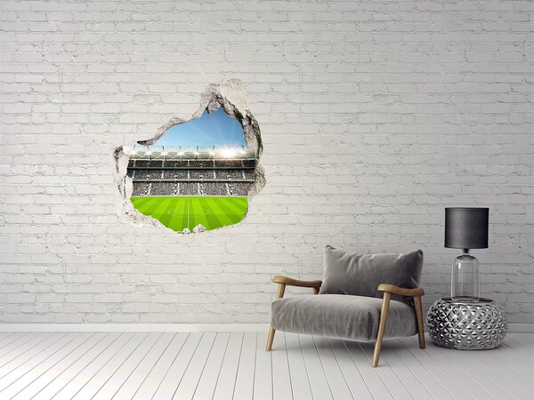 3D wall hole The football stadium in action