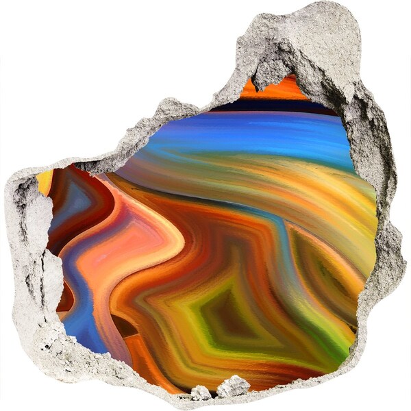 Hole wall sticker A colorful landscape in a hole in the wall