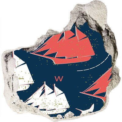 Hole wall sticker Ships at sea