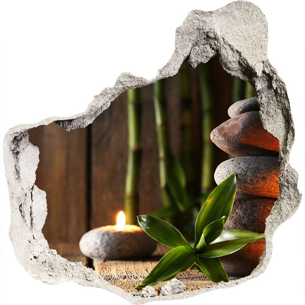 3D wall hole Zen bamboo stones