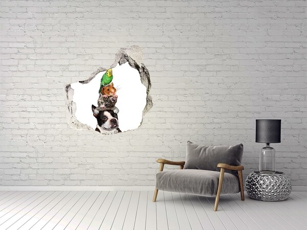 Hole wall sticker Animal Friendship Tower