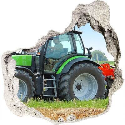 Hole in the wall sticker Tractor in the field