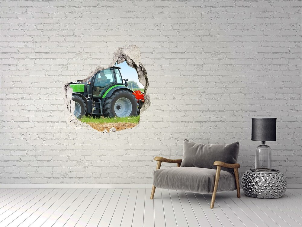 Hole in the wall sticker Tractor in the field