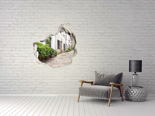 Hole in the wall decal A charming street with vegetation