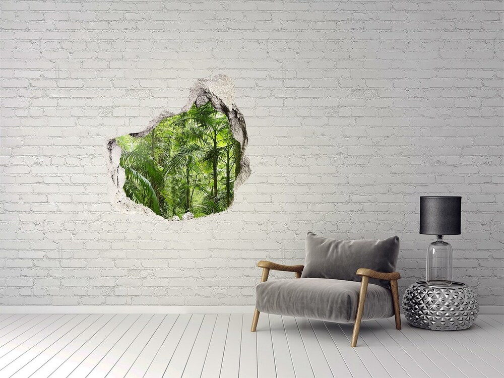 Hole in the wall decal tropical forest