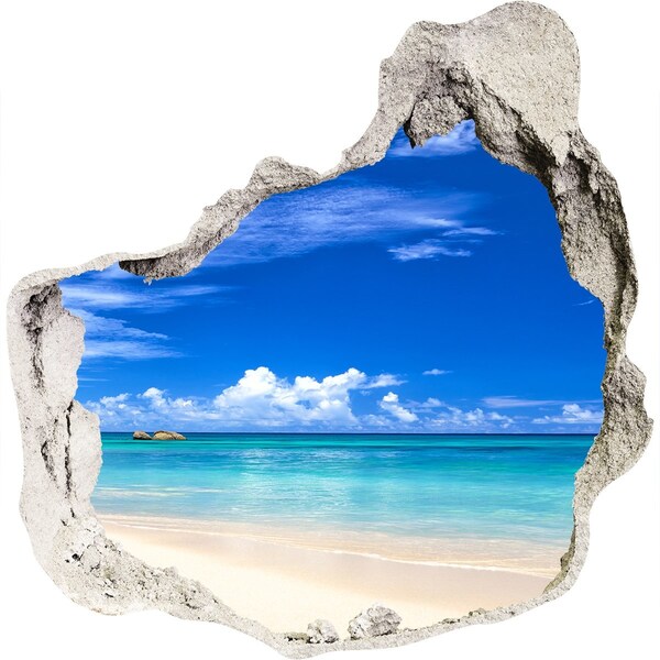 3D wall hole wallpaper Caribbean Beach through the Hole in the Wall