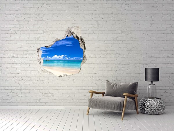 3D wall hole wallpaper Caribbean Beach through the Hole in the Wall