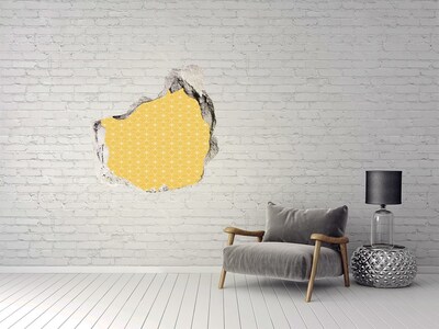 Hole in the wall decal Golden geometry against a concrete background