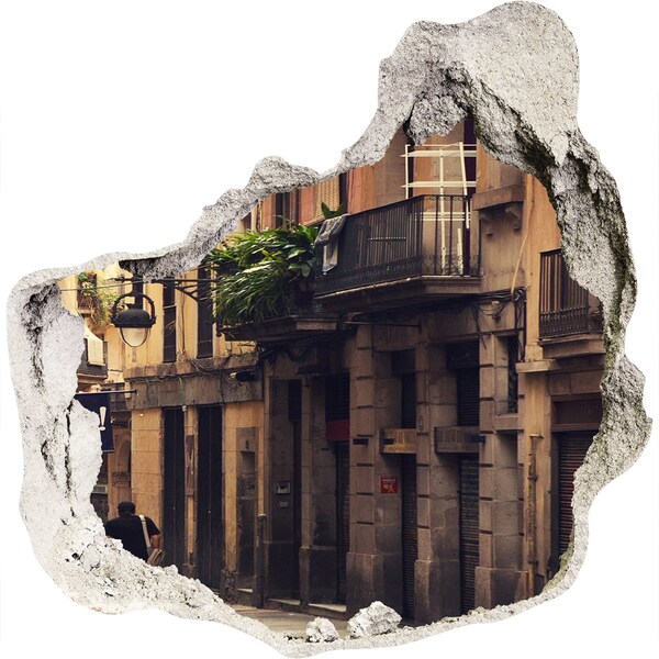 Hole wall sticker The charming streets of Barcelona