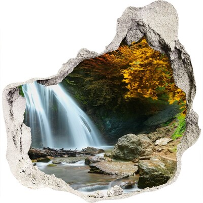 Hole in the wall decal Waterfall in the autumn forest