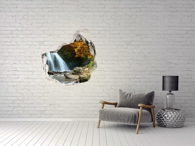 Hole in the wall decal Waterfall in the autumn forest