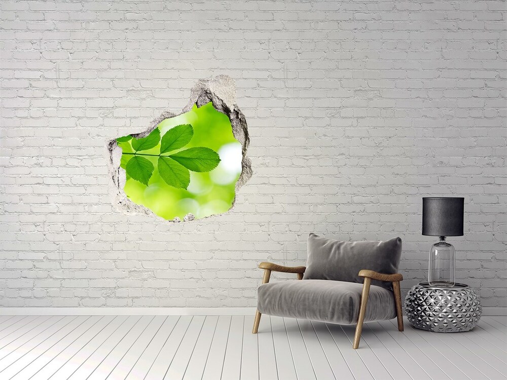 Hole in the wall decal Green leaves