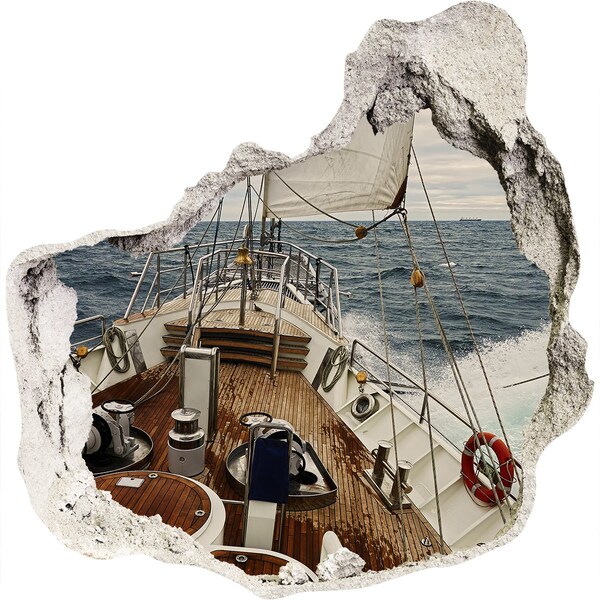 3D wall hole A yacht at sea