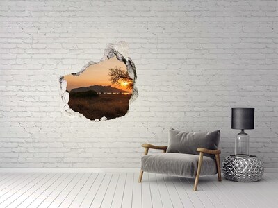 Hole wall sticker Sunset over a mountain landscape