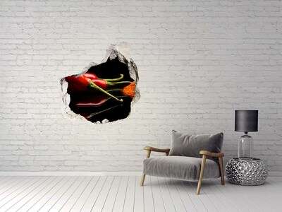 Hole wall sticker Chili peppers on a black background