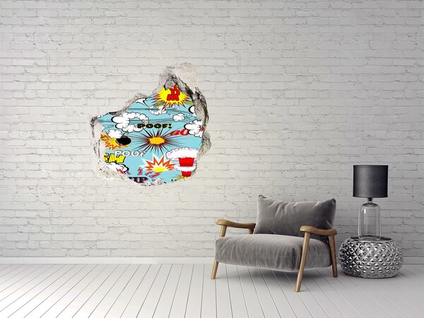 Hole wall sticker Creative Comic Explosion