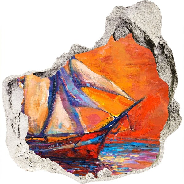 Hole wall sticker Sunset at sea