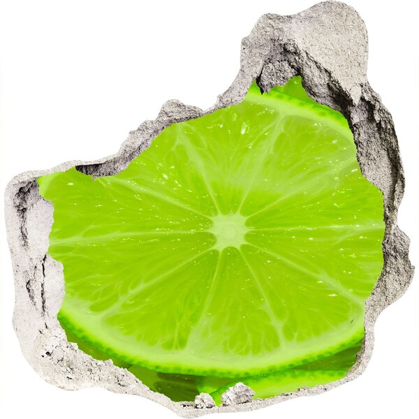 3D wall hole wallpaper Juicy lime in concrete