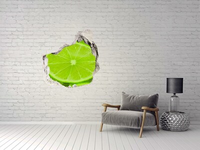 3D wall hole wallpaper Juicy lime in concrete