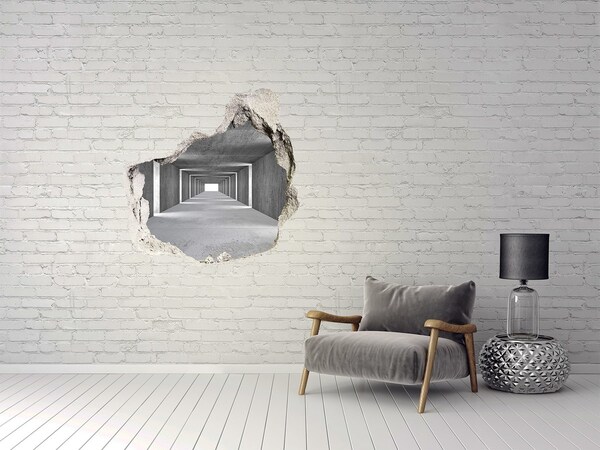 Hole in the wall decal Empty concrete corridor