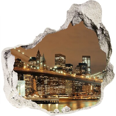 Hole in the wall decal New York skyline at night