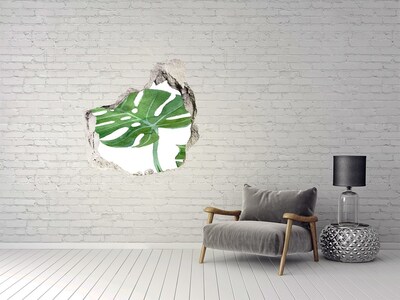 Hole in the wall sticker Green monstera in concrete