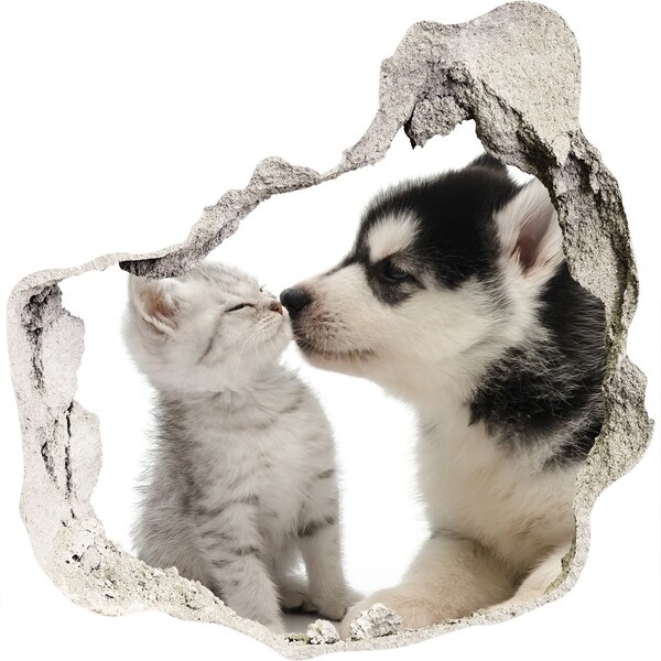 Hole in the wall sticker Animal friendship