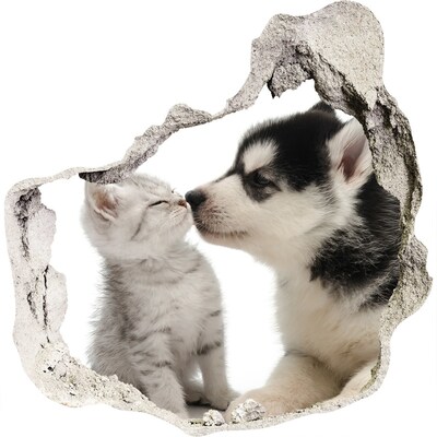 Hole in the wall sticker Animal friendship